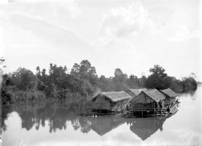 Sriwijaya trade networks - old floating houses on the musi river